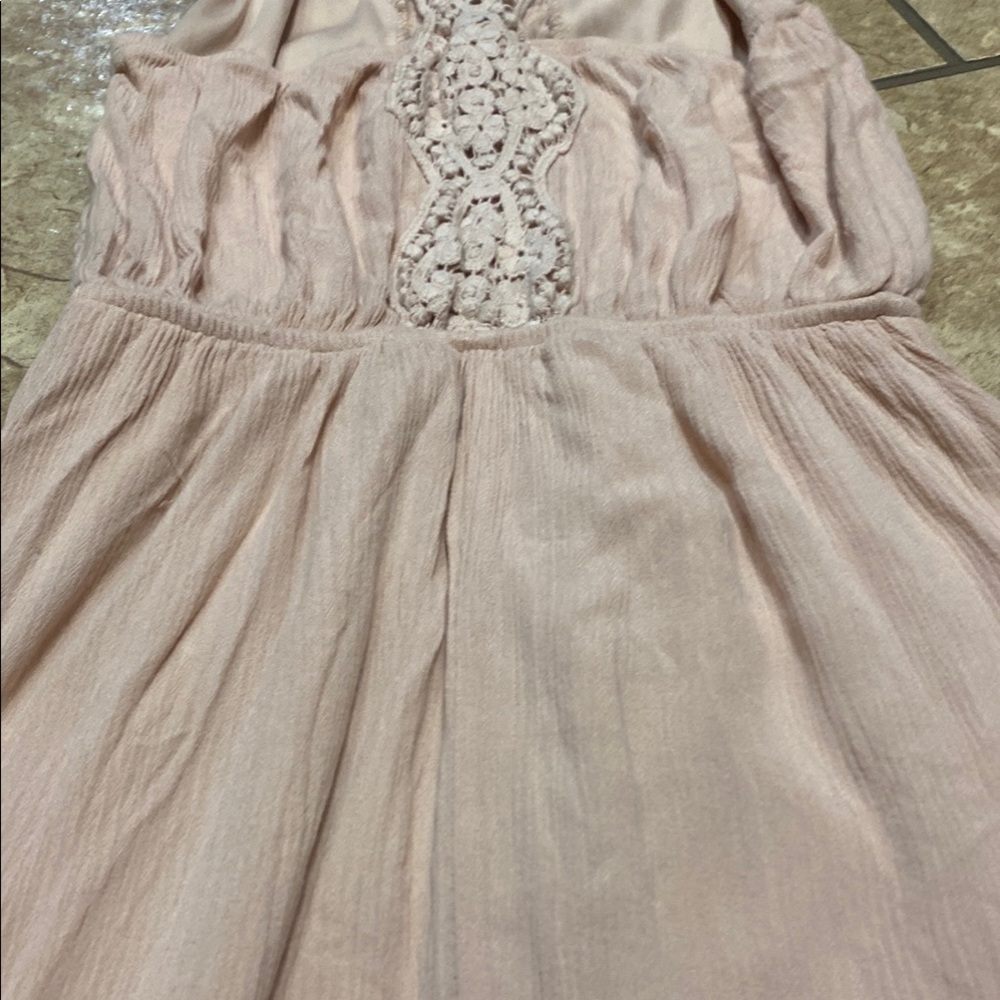 Blush Rayon/Crochet Lace Small Sleeveless Maxi Dress with Spagh. Straps Summer - Picture 11 of 12